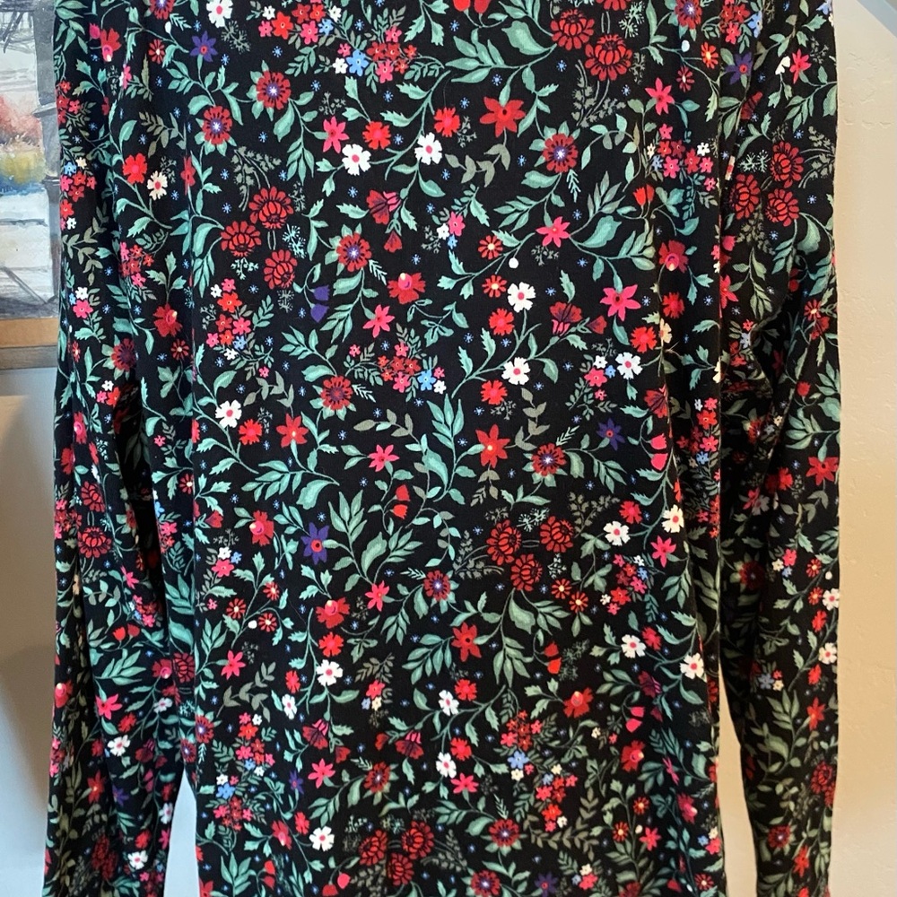 Croft & Barrow Classic Long Sleeve Tee Black Red Floral T-Shirt Soft Blouse 2X - Picture 6 of 6